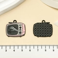 Pink retro TV enamel charms with skeleton hand motif for DIY Halloween jewelry making - Retro TV Skeleton Hand (21761)