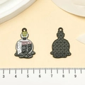 Pink Halloween enamel poison bottle charm with skeleton detail and measurement scale - Test Tube Potion Bottle (21763)