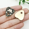 Golden heart-shaped alloy pendant with black enamel butterfly design and sunburst texture - Butterfly (18905) Pendant Only (Without Chain)
