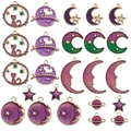Set de dijes de aleación DIY con colgantes de esmalte morado y verde de gatos y lunas - Estilos Púrpuras Mixtos al por Mayor (M582)
