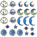 Set de colgantes de gato cielo estrellado DIY con lunas y estrellas de esmalte - Estilos Azules Mixtos al por Mayor (M583)
