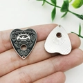 Mystic heart pendant with evil eye motif in black enamel and silver sunburst finish - Eye (18908) Pendant Only (Without Chain)