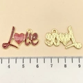 Pink drip oil rose hollow heart charm pendants with LOVE letter glitter details - Red Glitter Enamel LOVE (21458) / 18x27mm