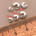 Detailed size comparison of 3mm, 4mm, and 5mm silver plated C-shaped spacer beads - 4x3.45x2.7mm / Silver
