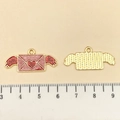 Pink heart envelope wing alloy charm for DIY jewelry and keychain accessories - Pink Glitter Enamel Winged Letter (21462) / 13x29mm