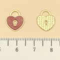 Pink rose gold heart lock charms for DIY jewelry making with keyhole design - Red Glitter Enamel Hollow Heart Lock (21464) / 13x11mm