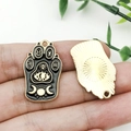 Cat paw pendant in black enamel with mystic moon and eye symbols on a golden alloy base - Cat Paw (18913) Pendant Only (Without Chain)