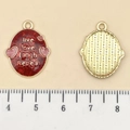 Pink rose gold heart pendant with Live Love Laugh Repeat slogan and glitter finish - Red Glitter Enamel Letter Round (21468) / 22x17mm