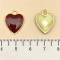 Pink glitter heart rose charm with golden metal back for DIY jewelry making - Red Glitter Enamel Heart (21472) / 18x14mm