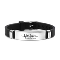 Black silicone sports bracelet with silver stainless steel plate and religious engraving - Worship IN SPIRIT AND TRUTH