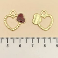 Pink rose oil drip hollow heart charm with twisted rope frame for jewelry DIY - Red Glitter Enamel Heart (21477) / 18x18mm