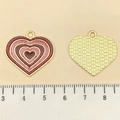 Pink glitter heart charm pendant with gold edges and textured back for DIY jewelry - Red Glitter Enamel Encircled Heart (21478) / 24x25mm
