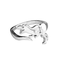 Bague ouverte punk dinosaure Tyrannosaurus Rex réglable avec finition métal argenté - Réglable / Tyrannosaure