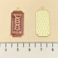 Golden XOXO heart pendant with red glitter enamel finish and scale for size reference - Red Glitter Enamel Tag XOXO (21490) / 27x12mm