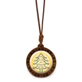 Detail of wooden Christmas tree pendant with Merry Christmas glass dome and vintage carving - Christmas Tree Design (Style 1)