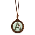Collana vintage in legno con lettera A di Natale e pupazzo di neve su cordino marrone - Design lettera A e pupazzo di neve (Stile 6)