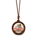 Ciondolo vintage in legno con albero di Natale su auto rossa e corda marrone - Design Auto Rossa e Albero di Natale (Stile 5)