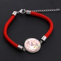 Handmade red braided cord unicorn bracelet with glass gem pendant and silver clasp - Style 6 (BOB319)