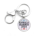 Porte-clés Kamala Harris 2024 avec dôme en verre et fermoir mousqueton en métal - Style Texte Kamala Harris 2024