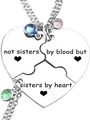Detailansicht der silbernen Herz-Puzzle-Halsketten mit bunten Kristallen für beste Freunde - Sisters by Heart Herz-Inschrift Puzzle 3-Teiliges Set (款式4)