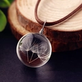 Collar de bola de cristal de diente de león hecho a mano con semilla real en madera - Estilo 1