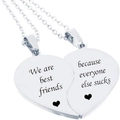 Close-up of split heart pendant necklaces for best friends with engraved metal details - Heart & Letter Patchwork Two-Piece Set (Style 3)