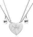 Nahaufnahme der geteilten BFF-Halsketten mit Pinky Swear Gravur und Silber-Finish - Pinky Promise BFF Herz-Puzzle 2-Teiliges Set (款式2)