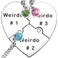 Dreiteiliges Herz-Puzzle-Halskettenset mit Weirdo-Gravur und bunten Strasssteinen - Weirdo Dreifarbiges Strass Herz-Puzzle 3-Teiliges Set (款式1)