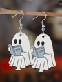 Halloween Geist Buch Ohrringe aus Acryl, Gothic Schmuck für Buchliebhaber Geschenk - Geist mit Blauem Buch (Stil 1)