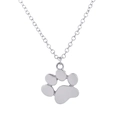 Collar minimalista de acero inoxidable plateado con colgante de huella de perro pulida - Plateado