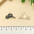 Pendentif chapeau de cow-boy noir DIY avec étoile dorée pour porte-clés - Chapeau de Cowboy Noir (21137)