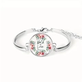 Silver alloy bangle featuring Walk in Love floral glass pendant with Ephesians 5:2 bible verse - Ephesians 5:2 Inspirational Quote (Walk in Love)