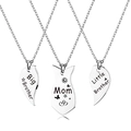 3-piece puzzle heart pendant necklace set with Mom, Big and Little Brother engravings - Big Brother Mom Little Brother Set (Style 2)