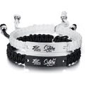 2025 graduation gift braided rope bracelets with engraved heart sister metal charms - Sisters By Heart Style (Style 4)