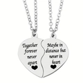 Detail of puzzle heart necklaces with engraved quotes on polished stainless steel - Together Forever Quote Style (Style 2)