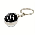 Buchstabe B Glas-Cabochon-Schlüsselanhänger in Schwarz und Silber aus Metall - Buchstabe B
