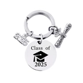 Gepolijste zilveren 2025 afstudeer sleutelhanger met rol-bedeltje en klasse van 2025 hanger - Class of 2025 Stijl (银色1)