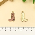 Pendentif botte de cow-boy avec motif vache et finition dorée pour bijoux DIY - Botte de Cowboy Marron (21849)