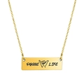 Golden stainless steel rectangle pendant necklace with Pogue Life engraving and shaka sign - Gold