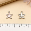 Pink starfish charms for DIY jewelry making in polished alloy and enamel finish - Pink Gold Dusted Marine Starfish (21872)