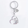 Portachiavi cuore unicorno argento con strass colorati e ciondolo con lettera Q - Lettera Q