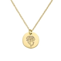 Collana minimalista in acciaio inossidabile dorato con ciondolo a moneta fiore di garofano - Oro Gennaio