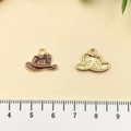 Pendentifs chapeau de cow-boy en émail marron et doré pour bijoux et colliers DIY - Chapeau de Cowboy Brun (21855)