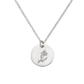 Collana in acciaio inossidabile argento con ciondolo floreale inciso su catenina - Silver February