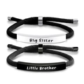 Lot de 2 bracelets tressés avec barres métalliques gravées Big Sister et Little Brother - Style Big Sister