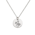 Collana minimalista in acciaio inossidabile argento con ciondolo rotondo inciso a fiori - Silver April