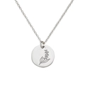 Collana minimalista in acciaio argento con ciondolo rotondo e incisione di fiori di nascita - Maggio D'argento