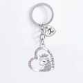 Portachiavi a cuore argento con strass colorati, dettaglio unicorno e lettera X incisa - Lettera X