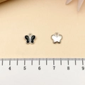 Silver butterfly charms with black enamel drip oil for DIY jewelry making - Black Butterfly (21894)