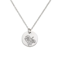 Collana in acciaio inossidabile argento con ciondolo a fiori inciso al laser - Agosto D'argento